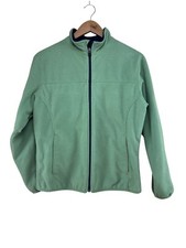 Lands End Boy Youth Large XL 16 Green Fleece Full Zip Sweatshirt Jacket Cozy