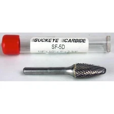 Carbide Burr (SF-5D) Round Nose Tree - Double Cut - 1/4 x 1/2 x 1 x 2 3/4