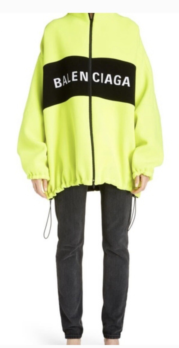 ジャケット Balenciaga Wool Jacket NWT Balenciaga Logo Yellow Fluo Wool Oversized Jacket