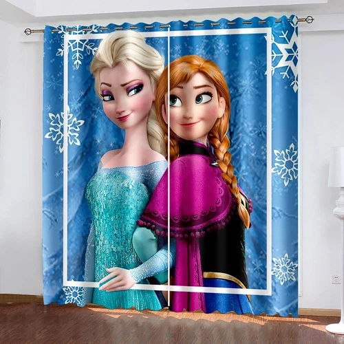 Niños Anna Elsa Princesa Opacas Cortinas Ojales 3D Cortina Cortina Regalo - Imagen 13 de 19