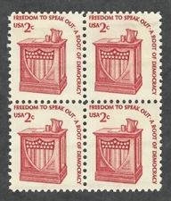 US. 1582. 2c. Freedom to Speak Out. American, S. Gum. Block of 4. MNH. 1977