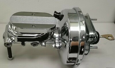 1967-1970 MUSTANG 9'' CHROME POWER BRAKE BOOSTER &Ball Milled MASTER CYLINDER KIT