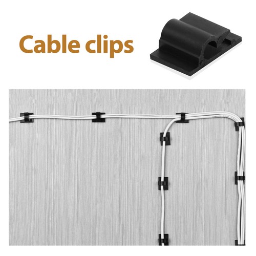 100pcs Self-adhesive Cable Holder Clips Wire Cord Holder Organizers (Black) - Afbeelding 12 van 12