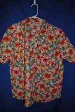  Women's FIRE-ISLANDER  Multi Color Floral Design Button Down Shirt Size M