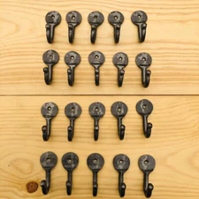 20 COAT HOOKS IRON VINTAGE ANTIQUE LOOK HAT HOOK RESTORATION SMALL FORGED CUP 