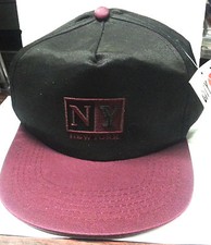 NEW Embroidered "NEW YORK" Baseball Cap - BLACK  MAROON adjustable 100 cotton