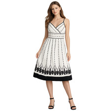 Ann Taylor 10P Embroidered Cotton Sundress Black White Fit Flare Floral NWOT