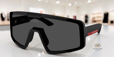 PRADA LINEA ROSSA PS B07S 1BO06F Matte Black Dark Grey 44 mm Men's Sunglasses