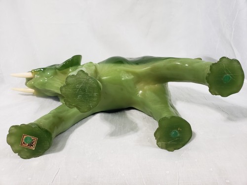 RARE Vtg LARGE Elephant Trunk Up Jadeite Green Resin Sculpture With Tusks *READ - Picture 10 of 19