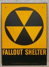 Vintage Original Fallout Shelter Sign Cold War 1960s Era Department of Defense 