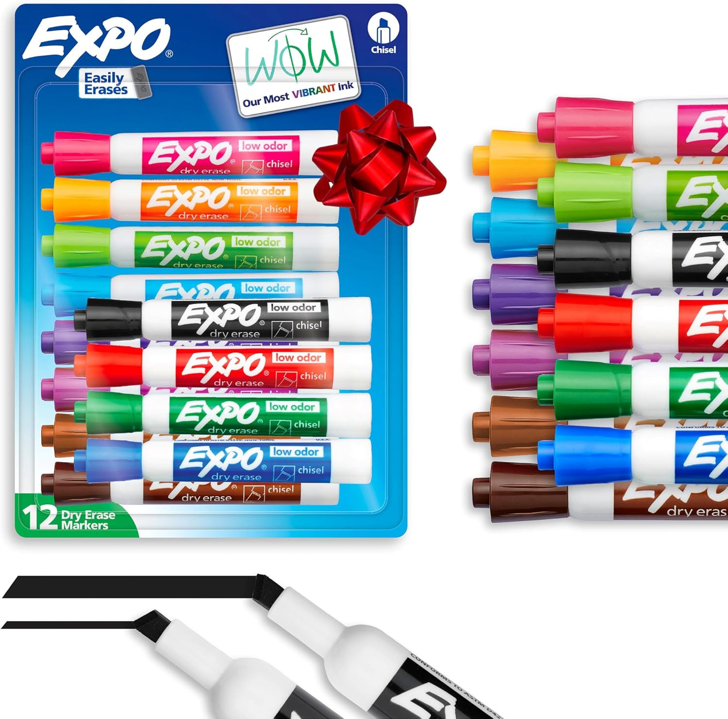 Dry Erase Markers, Low Odor Ink, Assorted Colors, Chisel Tip