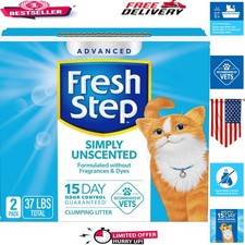 Natural Clay Clumping Cat Litter - Unscented, 15 Days of Odor Control, 37 lbs