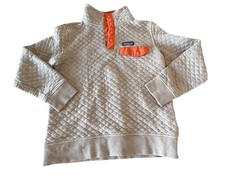 Patagonia Women's Organic Cotton Quilt Snap-T Pullover Size S Gray with Orange