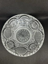 Antique ABP American Brilliant Cut Glass Shallow Bowl Plate 6" Vintage