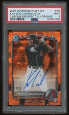 KAYSON CUNNINGHAM 2025 BOWMAN DRAFT CHROME ORANGE SAPPHIRE AUTO 17/25 PSA 9