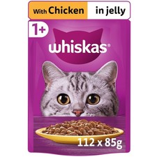 112 x 85g Whiskas 1+ Adult Wet Cat Food Pouches Chicken in Jelly 6.85 per kilo