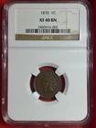 NGC XF 40 1870 INDIAN HEAD CENT SCARCE DATE GREAT EYE APPEAL