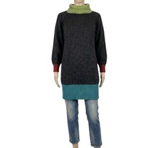 Vintage 80s Long Jumper Polo Roll Neck Colour Block New Wave Retro Indie 16