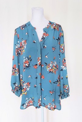 Gibson V Neck Button Down Floral Top Blouse Size Medium