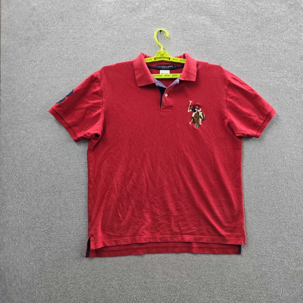 U.S. POLO ASSN. Men Polo L Red Big Pony Flesh Embroidered Short