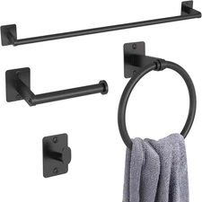 Matte Black Bathroom Accessories Set, KLJKPA 4 Pieces 24 inch, 