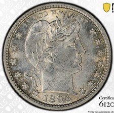 1896 MS64 PCGS Barber Quarter Original PQ High Grade Light Toning
