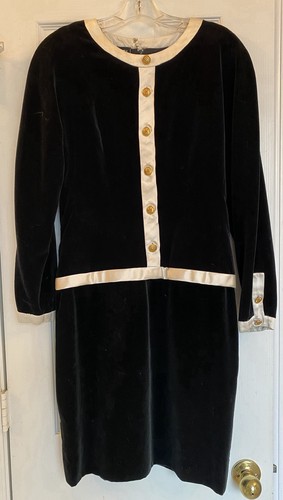 Vintage Chanel Boutique schwarzes Samtkleid 1988 - Größe 38