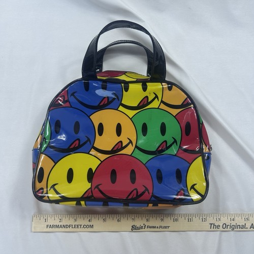 Vtg Y2K Smiley Face Joe Boxer Bag Makeup Bag Medium Rainbow Mod Hippie Cute - Picture 3 of 19