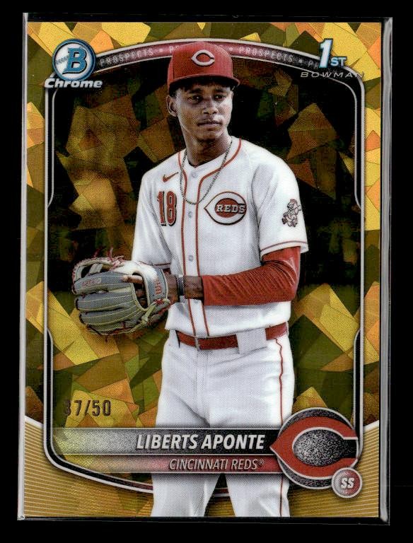 2025 Bowman Chrome Sapphire #BCP-174 Liberts Aponte Gold /50 Cincinnati Reds