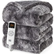 Electric Heated Blanket Throw Faux Fur, 10 Hours Auto Shut off 9 Heating Levels