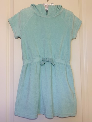 Hanna Andersson Girls Hooded Terry Swim Beach Cover-Up Aqua Green Size 6 (120)