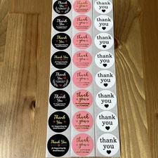 24pcs Cute Thank You Stickers  1” Small Business for Decorate Envelopes Sealing