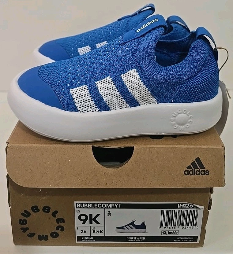 Tênis Adidas Bubble E confortável infantil tamanho 9 malha azul leve - Imagem 2 de 4