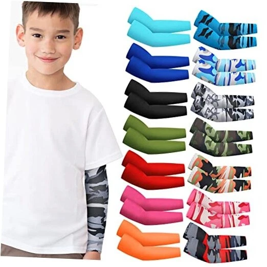 14 Pairs Arm Sleeves for Kids UV Sun Protection Cooling 8-10 Age Novel Color