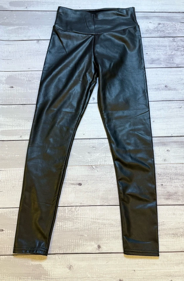 Женские леггинсы из искусственной кожи черный размер средний контроль живота новый! - Изображение 2 из 4