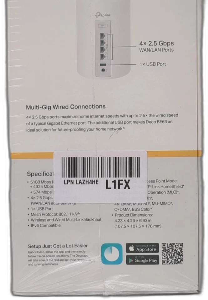 Tp-link Deco Be63 Tri-band Wifi 7 Be10000 Whole Home Mesh System - 6-stream 10 - Image 3 of 4