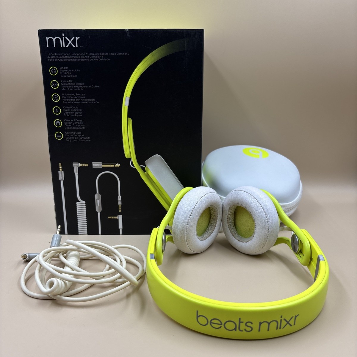 Beats Mixr Headphones On-Ear Neon Yellow TESTED WORKS | eBay