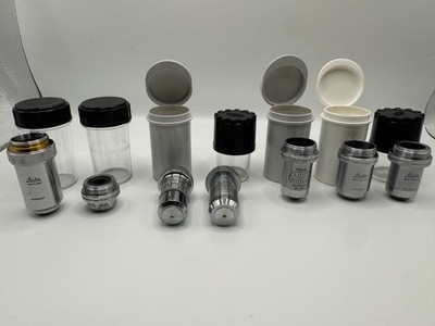 Leitz Wetzlar Microscope Objectives Lot 7 10x 40x 100x Oil Germany Lab Lens
