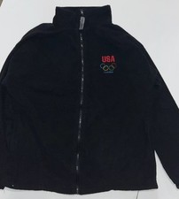 London Olympics Fleece Jacket Mens L Black Full Zip Mock Neck Made In USA Team