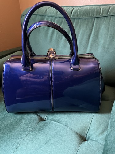 Schöne elektrisch blaue Lackleder Doktortasche/Umhängetasche