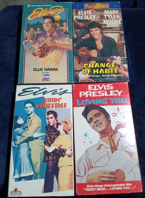 Elvis Movies, Loving You, Change Of Habit, Blue Hawaii, Kissing Cousins VHS 