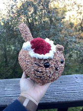 Soft Yarn Handmade Crochet Amigurumi Plush Christmas Speckled Orange Loaf Cat 7”