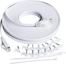 Cat 6 Ethernet Cable 50 Ft, Solid Flat Internet Cords, Network LAN Patch Cables,