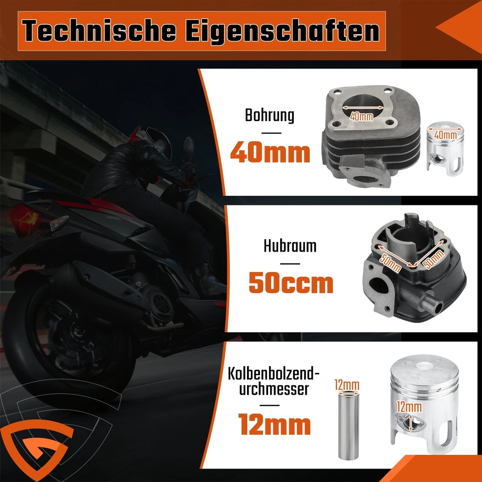Zylinder Satz 50ccm Für ATU Explorer Hi 50 Dichtungssatz 2-Takt Kolbensatz - Bild 2 von 4