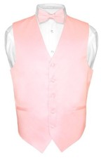 Men's Dress Vest  BowTie Solid PINK Color Bow Tie Set for Suit or Small Pink