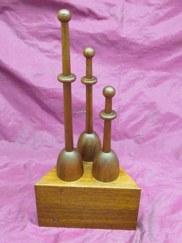 Mid Century carved wood art sculpture Tim C. Strain 13.5"
