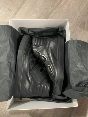 Raf Simons Black Hi-Top Leather Trainers Sneakers Size 42 / 8.5 Mens 