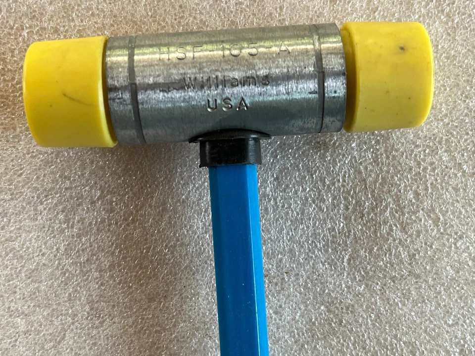 HSF-105-A WILLIAMS FIBRA DE VIDRIO MARTILLO CARA SUAVE CON 2 PUNTAS AMARILLAS, EE. UU., NUEVO Foto 2 de 2