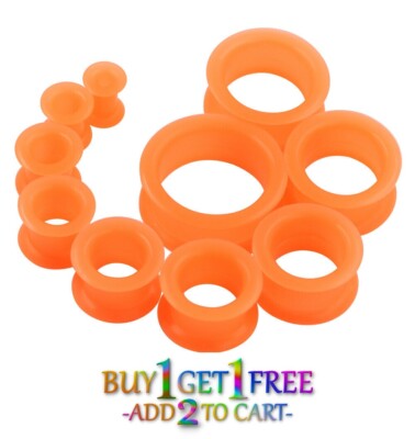 Pair 8g-1'' SILICONE EYELET TUNNELS Double Flare Gauges Thin Flesh Ear Plugs 3014