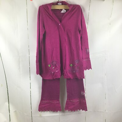 Naartjie Girl s Purple Cotton Embroidered Cardigan & Pants Set Sz. XXXXL(10)